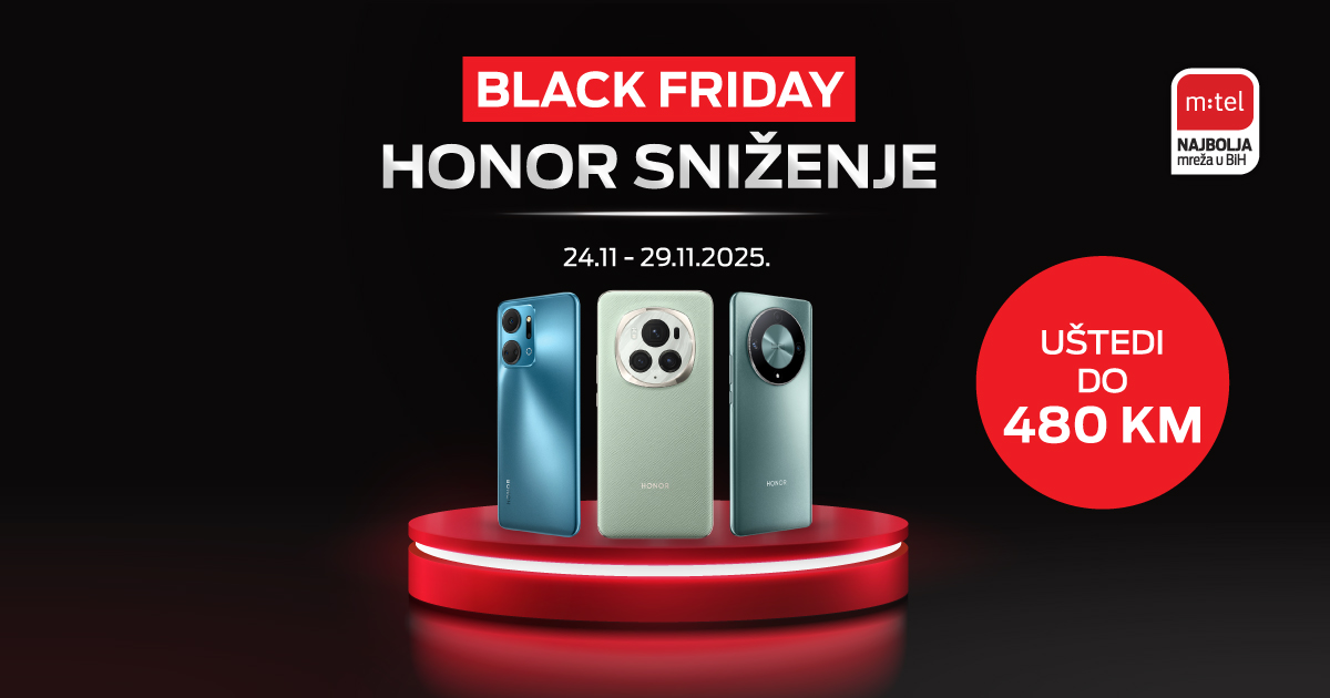 Black Friday: Najbolji Honor modeli iz m:tel ponude po sniženim cijenama